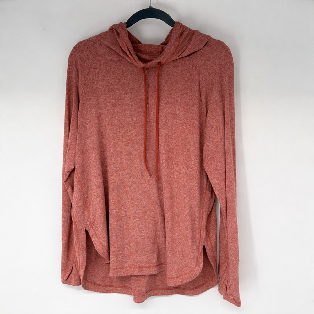Athleta Uptempo Hoodie Sweatshirt Womens Large Cameo Orange Athleisure 382882 - Picture 4 of 13